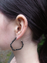 Load image into Gallery viewer, Black Spinel Geometric Hoop Earrings
