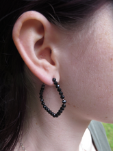 Load image into Gallery viewer, Black Spinel Geometric Hoop Earrings
