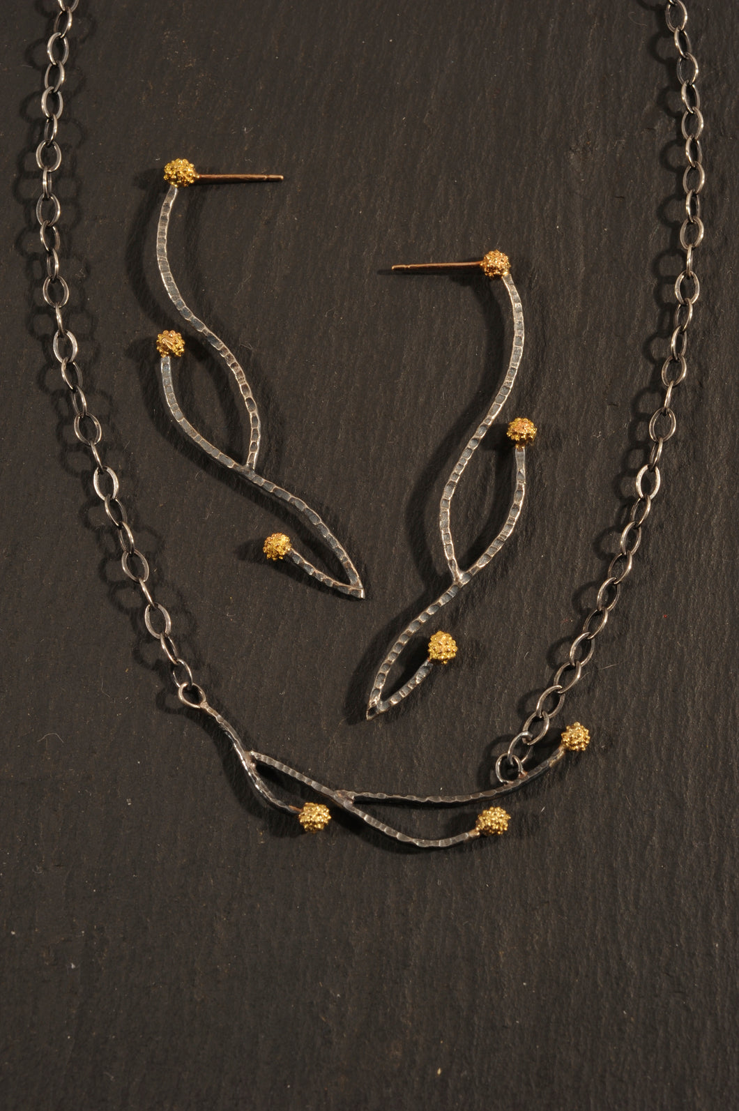 waxberry branch necklace and earrings